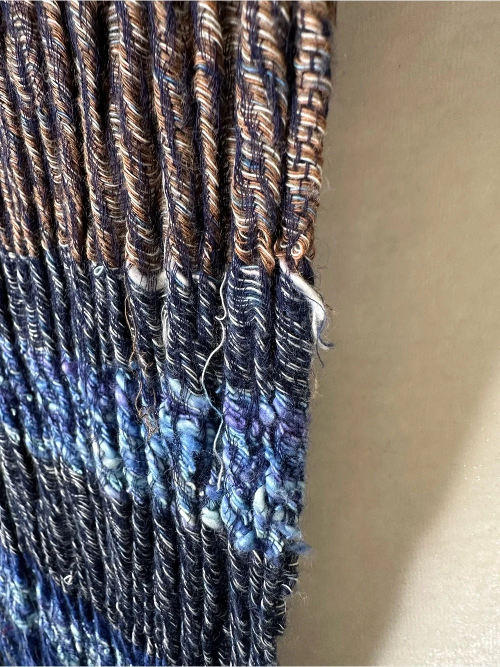 Tamaki Niime Crafted For Lexus Cotton Shawl Blue Brown Plaid Gauzy Beachy